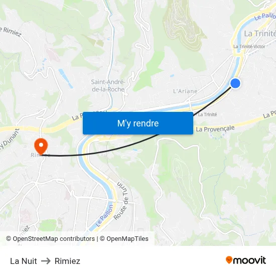 La Nuit to Rimiez map