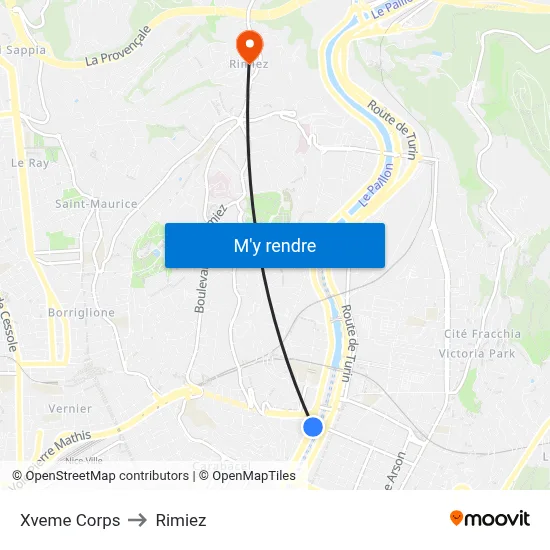 Xveme Corps to Rimiez map