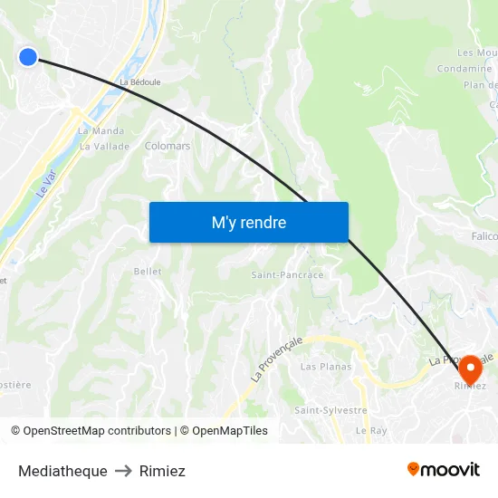 Mediatheque to Rimiez map