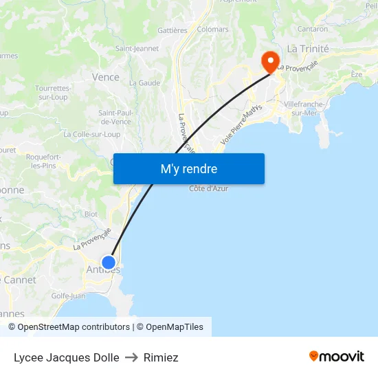 Lycee Jacques Dolle to Rimiez map