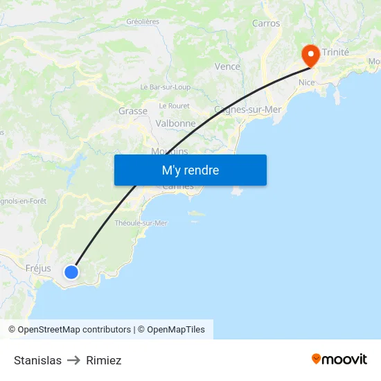 Stanislas to Rimiez map