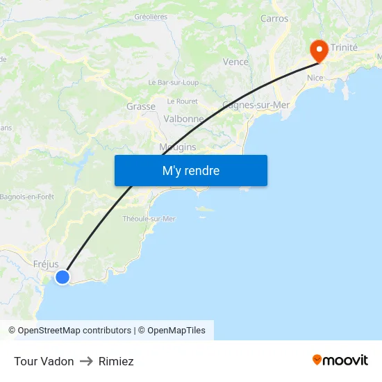 Tour Vadon to Rimiez map