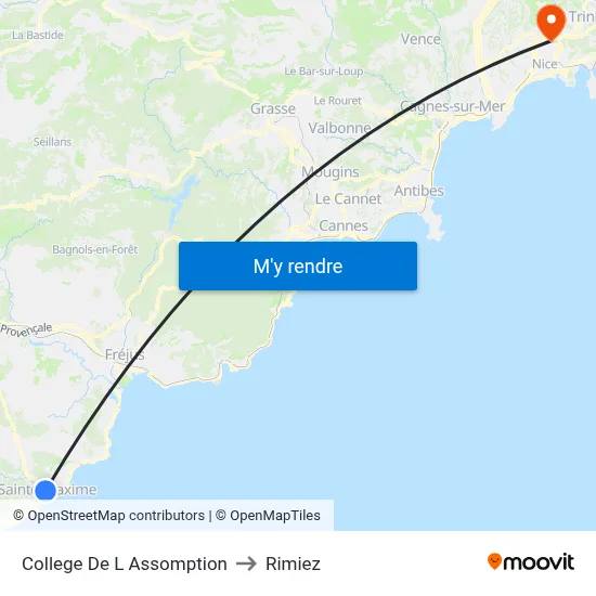 College De L Assomption to Rimiez map