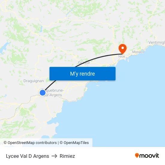 Lycee Val D Argens to Rimiez map