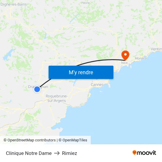 Clinique Notre Dame to Rimiez map
