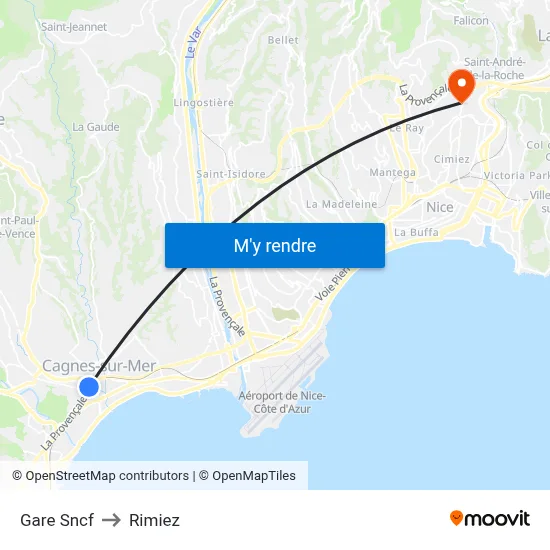 Gare Sncf to Rimiez map