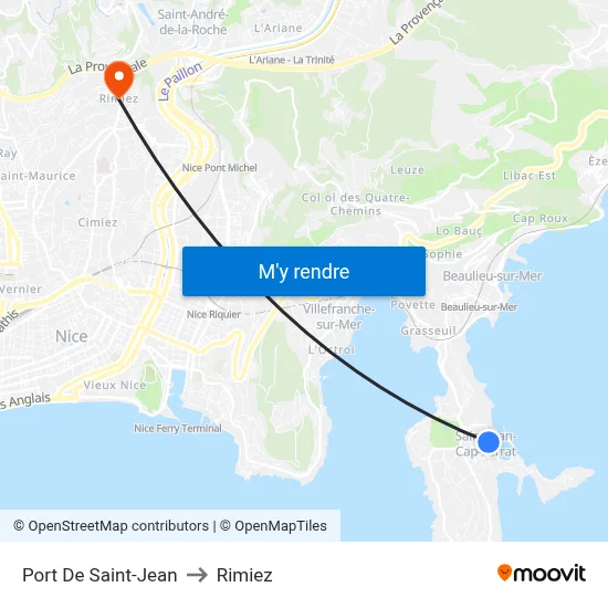 Port De Saint-Jean to Rimiez map