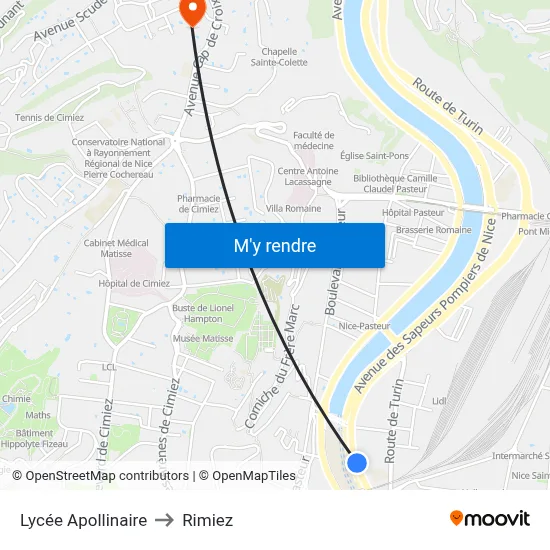 Lycée Apollinaire to Rimiez map