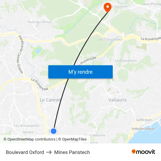 Boulevard Oxford to Mines Paristech map