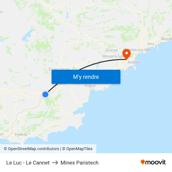 Le Luc - Le Cannet to Mines Paristech map