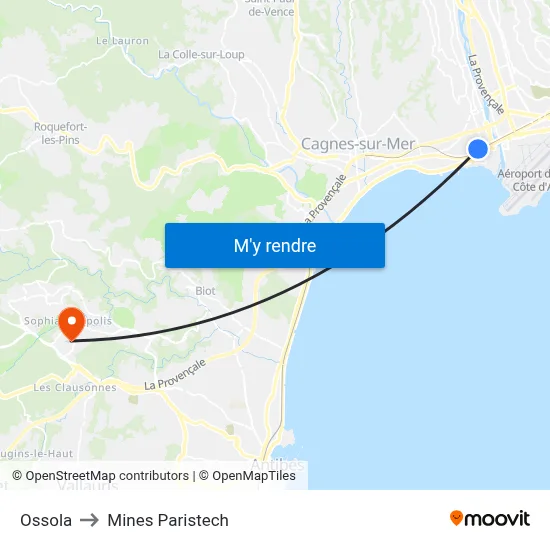 Ossola to Mines Paristech map