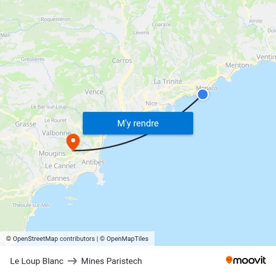 Le Loup Blanc to Mines Paristech map