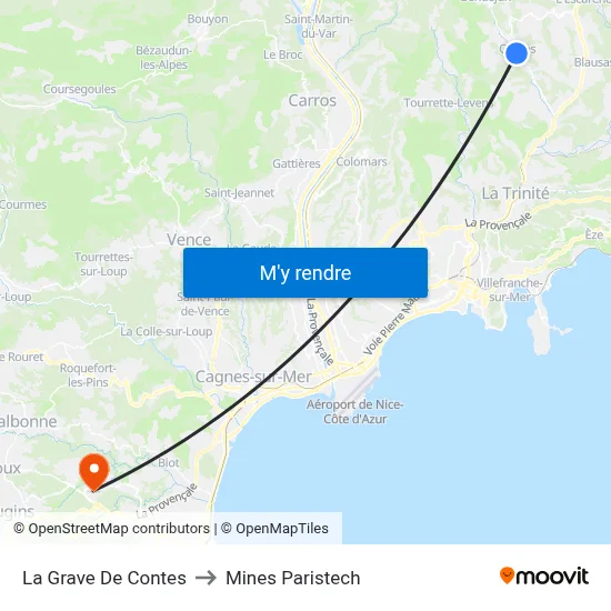 La Grave De Contes to Mines Paristech map