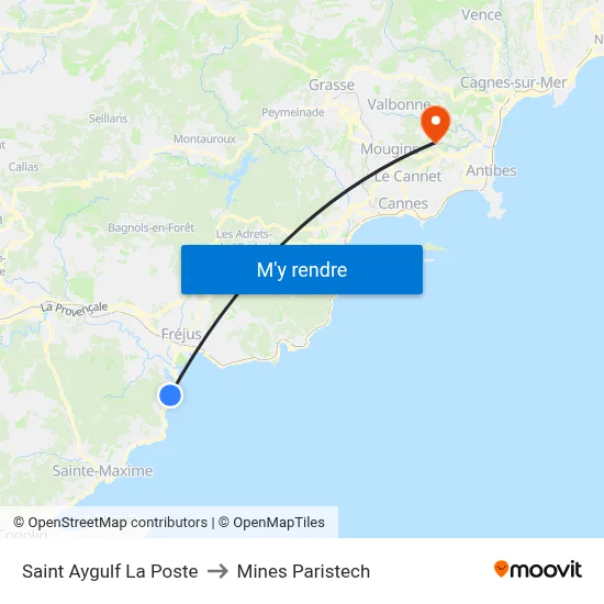 Saint Aygulf La Poste to Mines Paristech map
