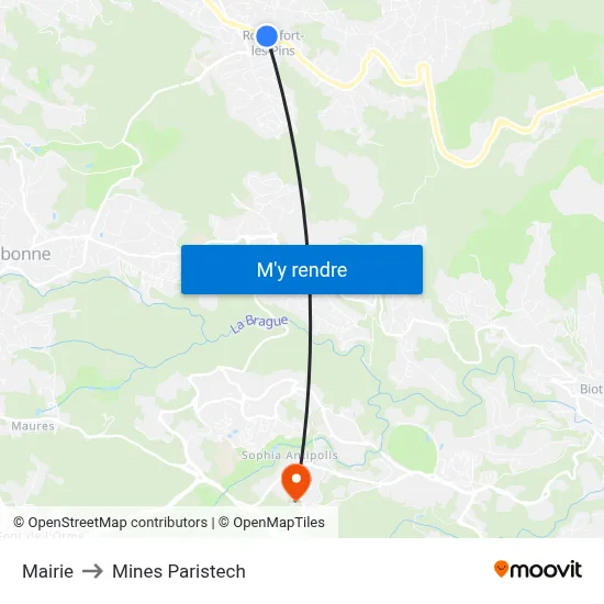 Mairie to Mines Paristech map