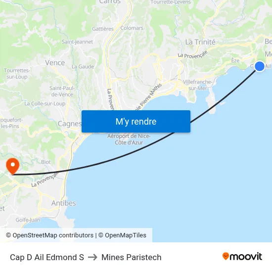 Cap D Ail Edmond S to Mines Paristech map