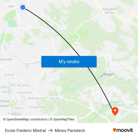 Ecole Frederic Mistral to Mines Paristech map