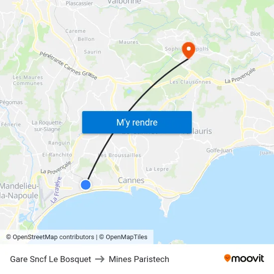 Gare Sncf Le Bosquet to Mines Paristech map