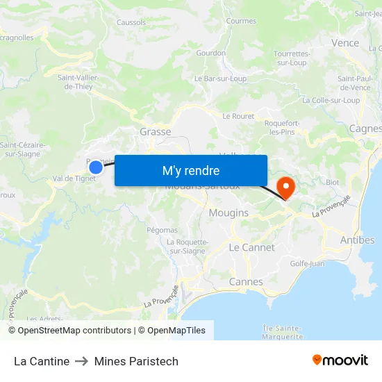 La Cantine to Mines Paristech map
