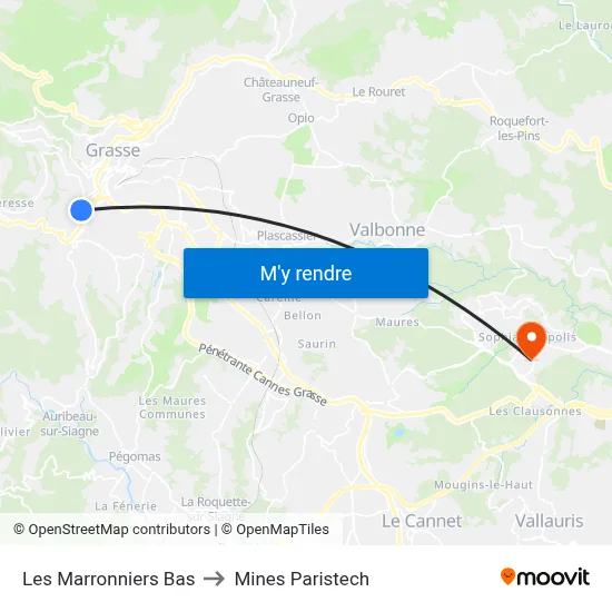 Les Marronniers Bas to Mines Paristech map