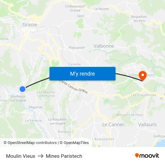 Moulin Vieux to Mines Paristech map