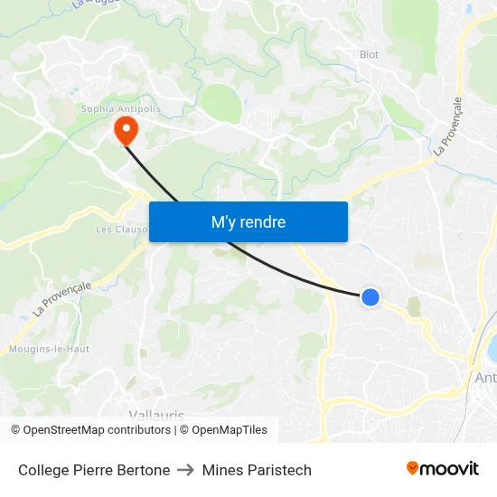 College Pierre Bertone to Mines Paristech map