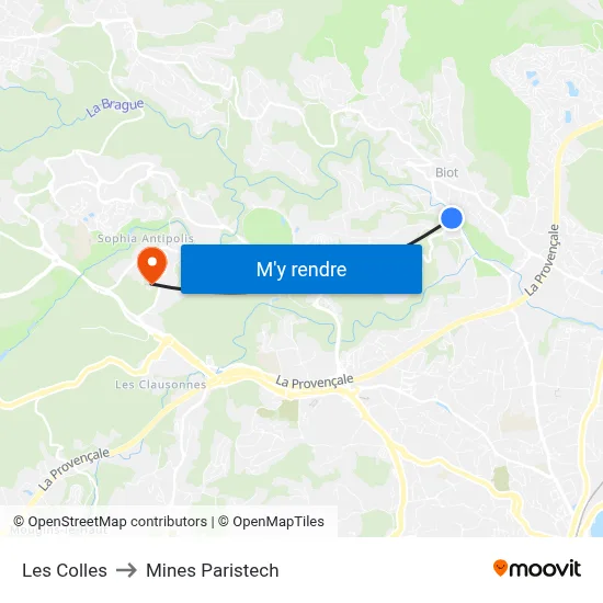 Les Colles to Mines Paristech map