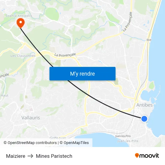 Maiziere to Mines Paristech map