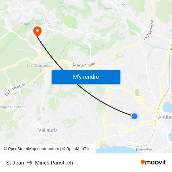St Jean to Mines Paristech map