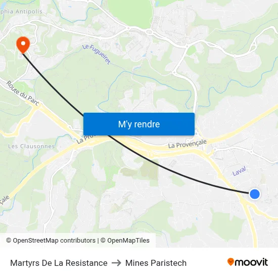 Martyrs De La Resistance to Mines Paristech map