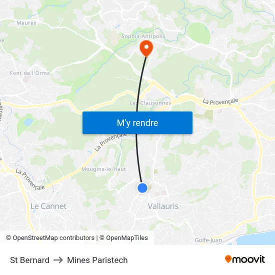 St Bernard to Mines Paristech map