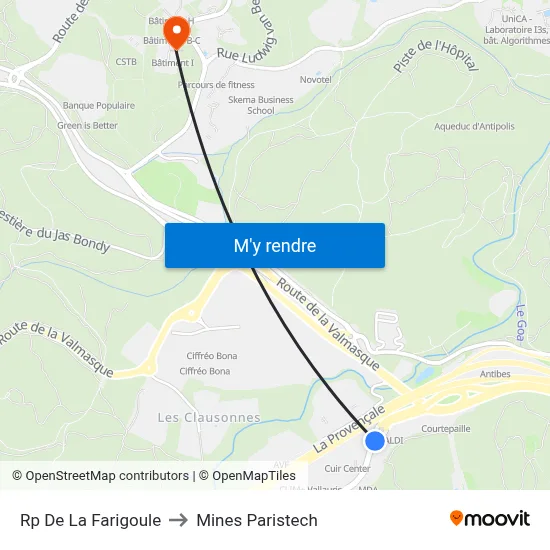 Rp De La Farigoule to Mines Paristech map
