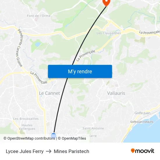 Lycee Jules Ferry to Mines Paristech map