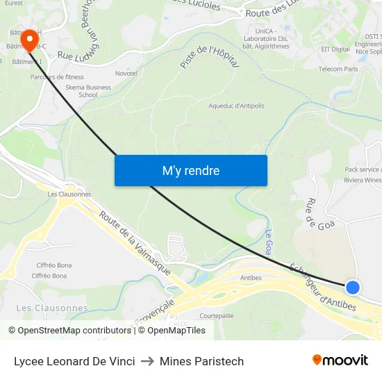 Lycee Leonard De Vinci to Mines Paristech map