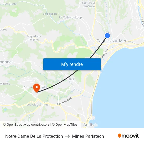 Notre-Dame De La Protection to Mines Paristech map