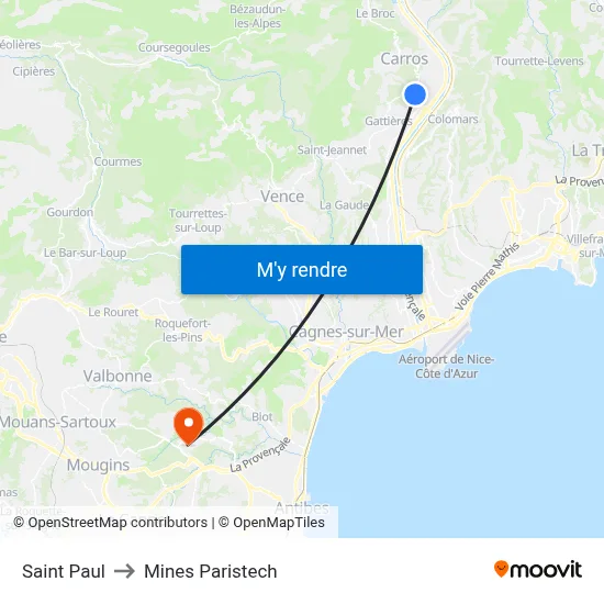 Saint Paul to Mines Paristech map