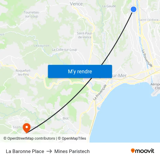 La Baronne Place to Mines Paristech map