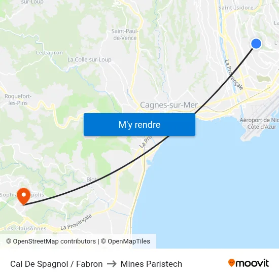 Cal De Spagnol / Fabron to Mines Paristech map