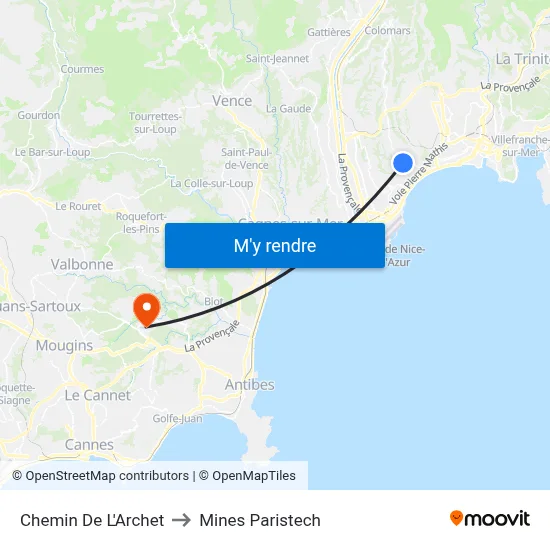 Chemin De L'Archet to Mines Paristech map