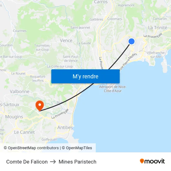 Comte De Falicon to Mines Paristech map