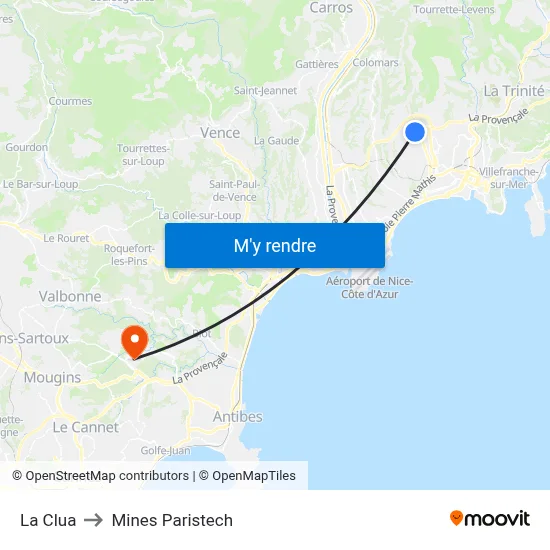 La Clua to Mines Paristech map