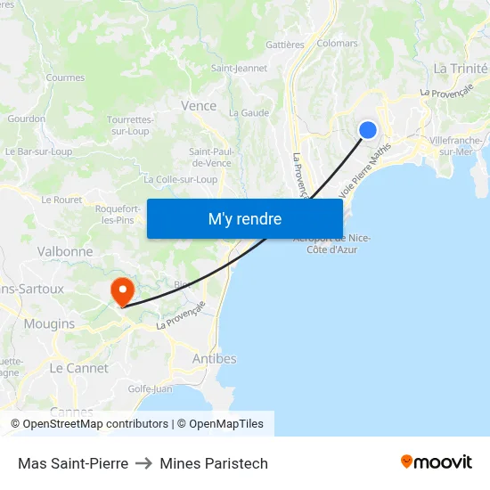 Mas Saint-Pierre to Mines Paristech map