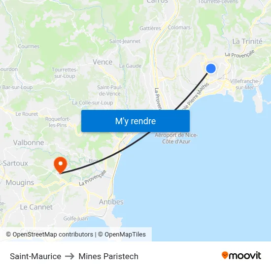 Saint-Maurice to Mines Paristech map
