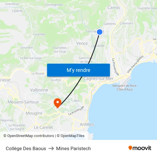Collège Des Baous to Mines Paristech map
