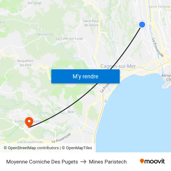 Moyenne Corniche Des Pugets to Mines Paristech map
