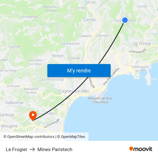 Le Frogier to Mines Paristech map