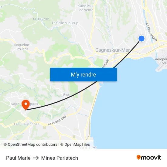 Paul Marie to Mines Paristech map