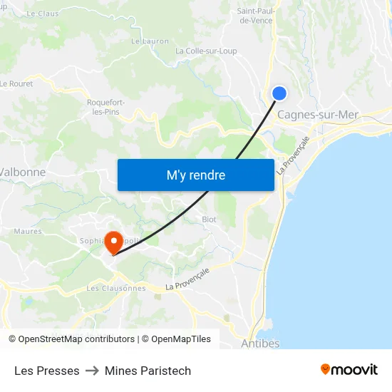 Les Presses to Mines Paristech map