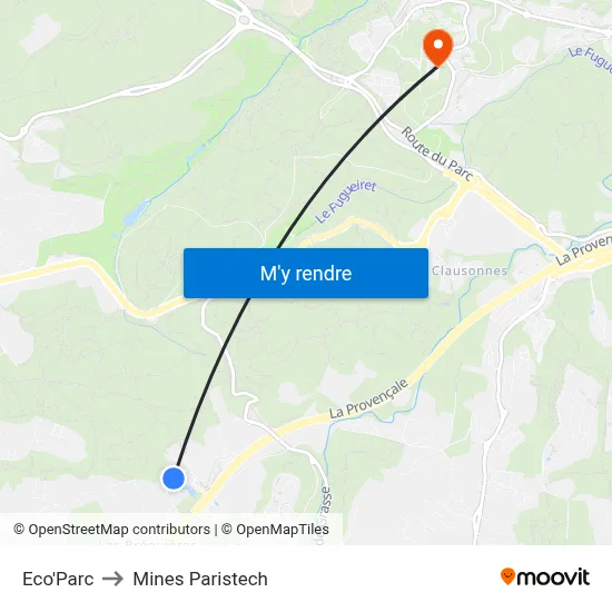 Eco'Parc to Mines Paristech map