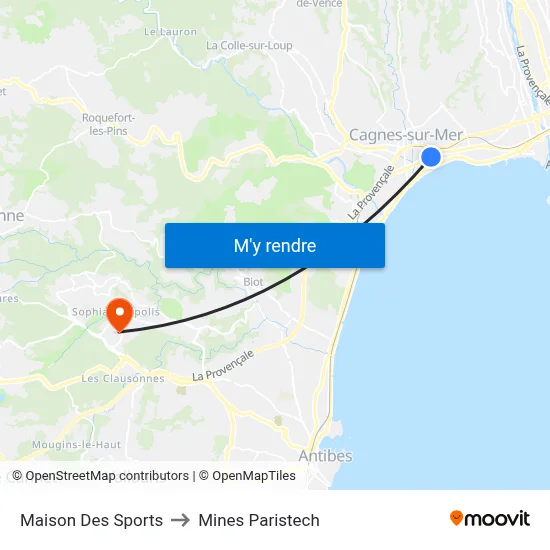 Maison Des Sports to Mines Paristech map